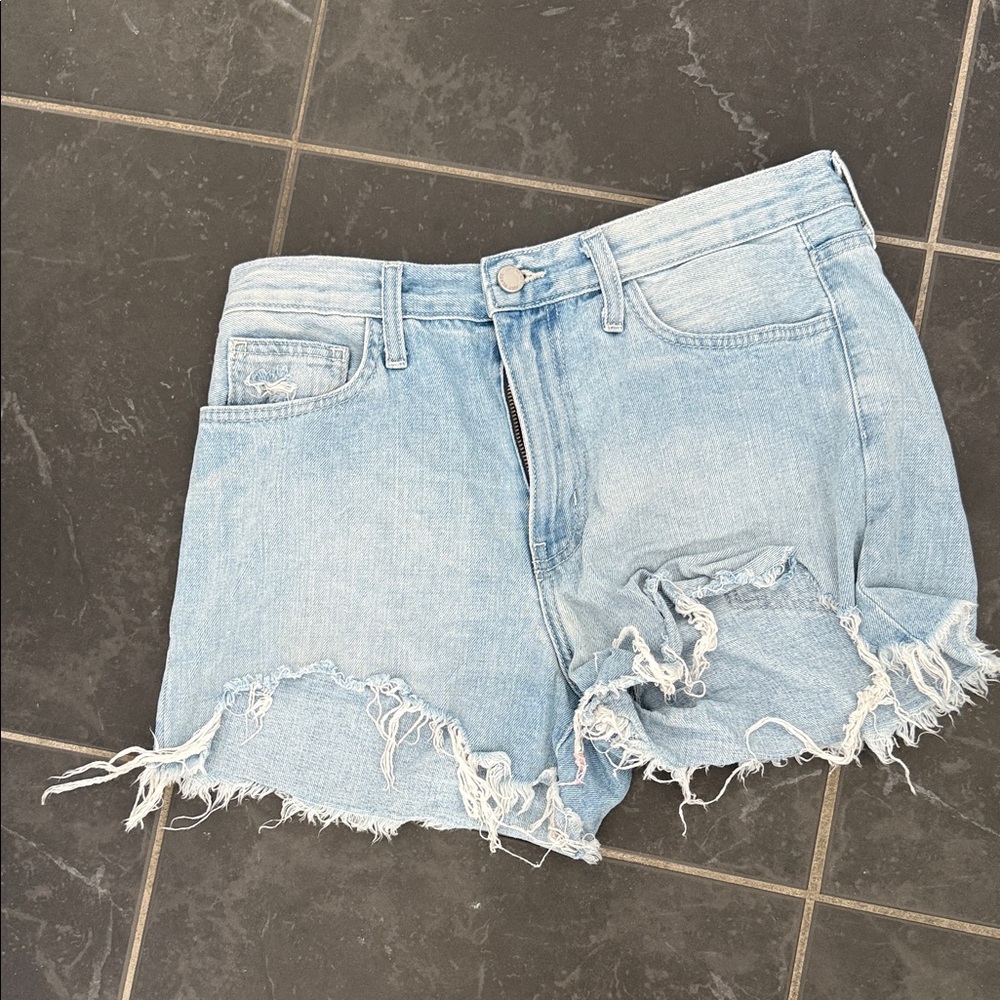 Light Blue Distressed Denim Shorts Just Black Large